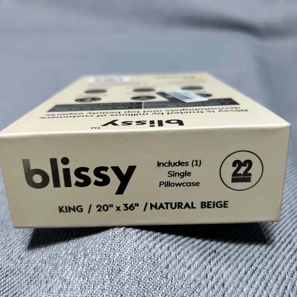 Blissy 100% Mulberry Silk Pillowcase King Natural Beige 22 Momme Silk